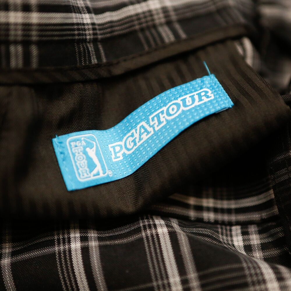 PGA TOUR Men’s Plaid Golf Shorts Size 38 Black Gray Performance Polyester - Picture 6 of 6